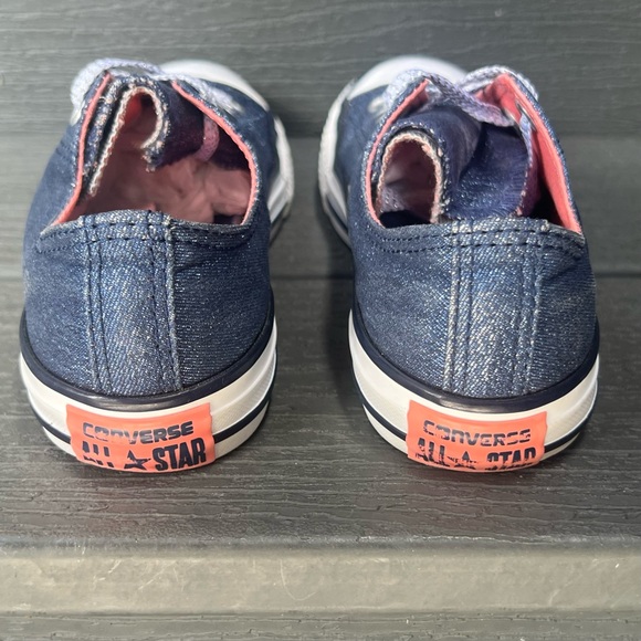 CONVERSE METALLIC BLUE SNEAKERS GIRLS SIZE 3 - Picture 6 of 11